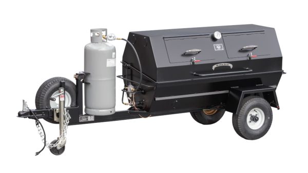Meadow Creek PR60GT Gas Pig Roaster Trailer with Optional Doors in Lid, Spare Tire Mounted, and Propane Tank