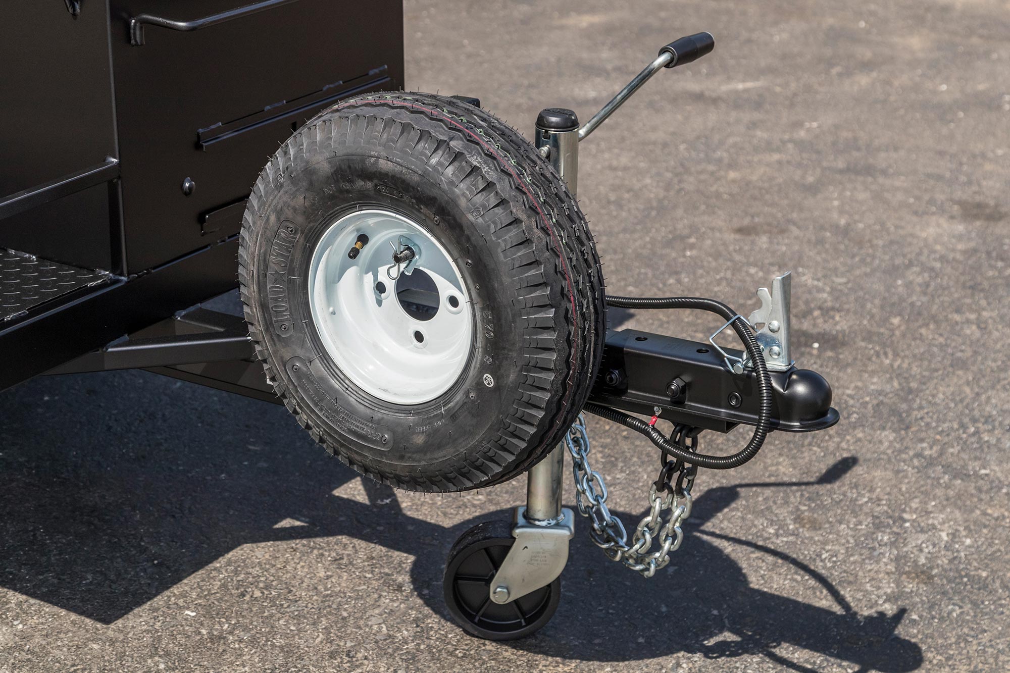 Optional Spare Tire Mounted on Pig Roaster Trailer