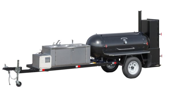 Meadow Creek Tank Smoker With Optional 3 Bowl Self-Contained Sink and Stainless Steel Exterior Shelves