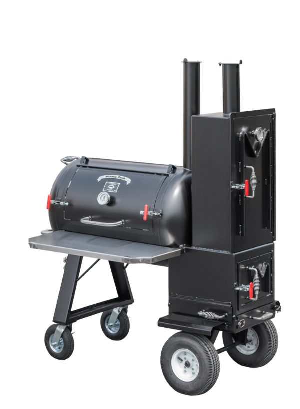 TS70P with Optional Warming Box With Live Smoke and Stainless Steel Exterior Shelf
