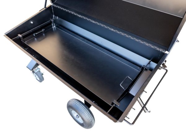 Optional Charcoal Grill Pan, 8-Inch Casters on Stand, and Probe Port on PR60G Pig Roaster